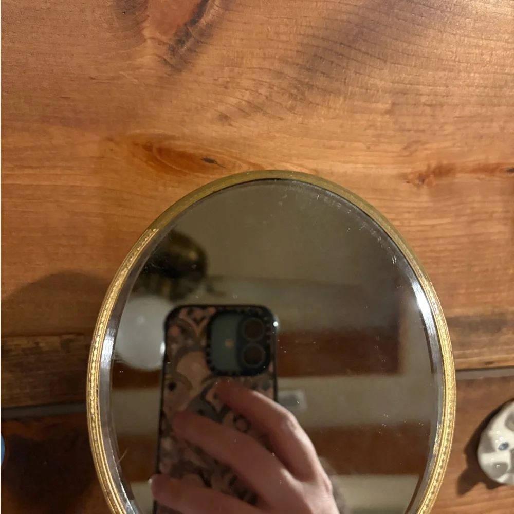 Vintage Brass Handheld French Design Mirror